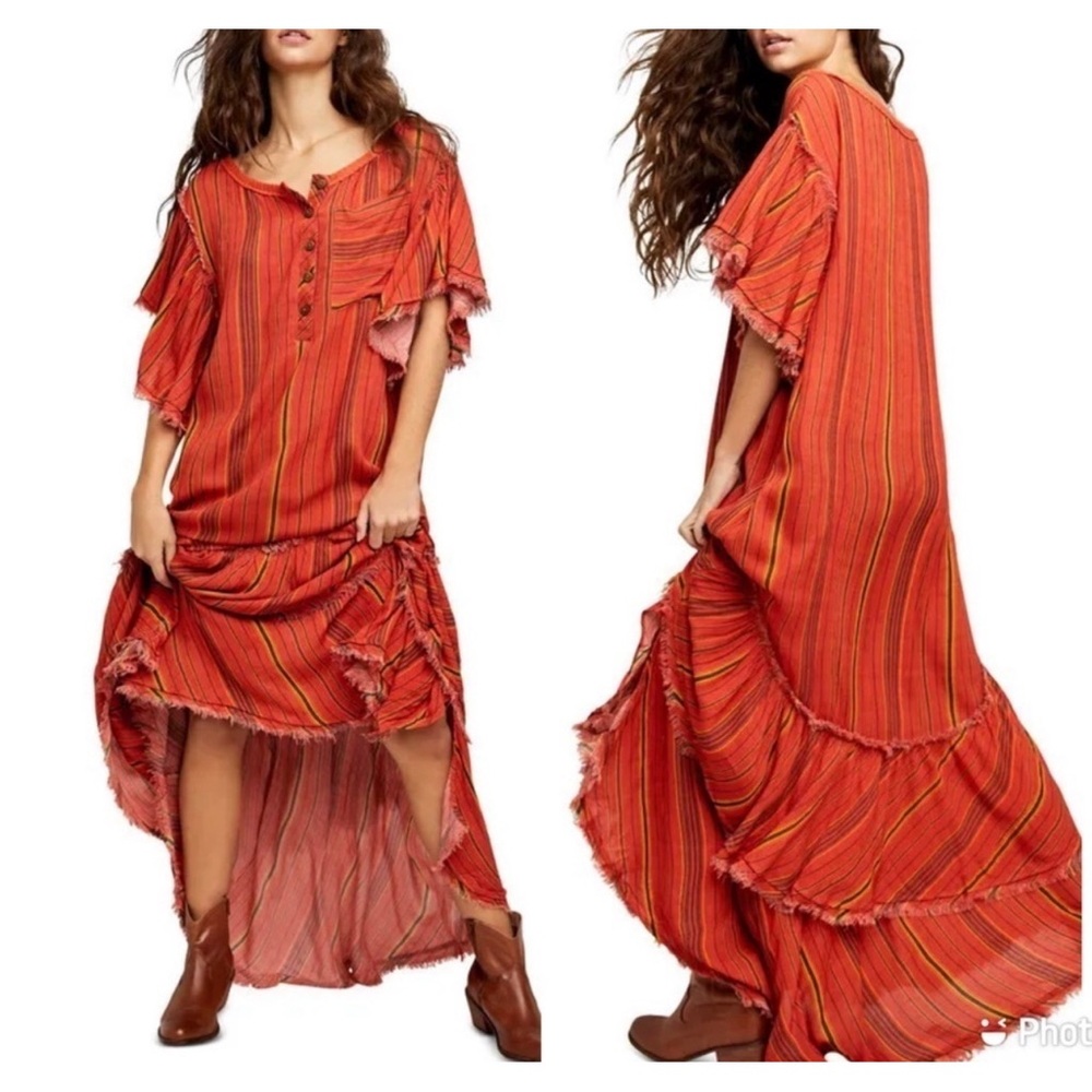 Free People Better Days Red Combo Maxi Dress NWT SZ XS - Picture 1 of 13